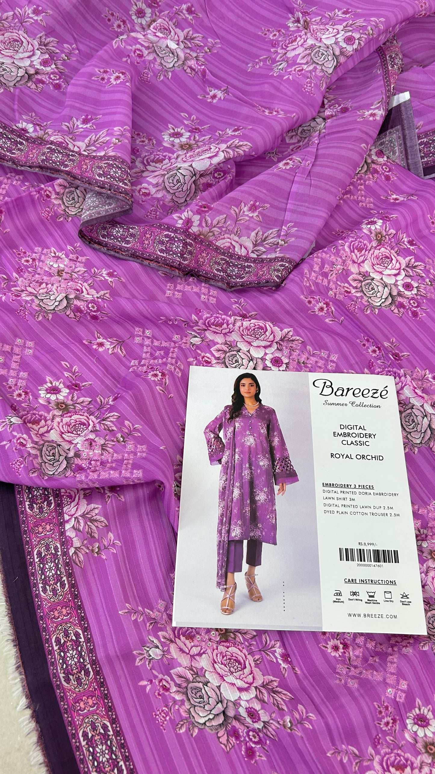 BAREEZE EMB LAWN 3 PC