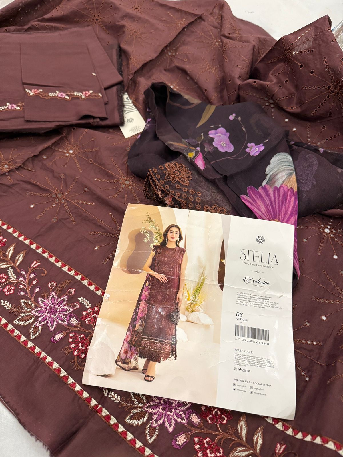 CHICKANKARI LAWN 3 PC WITH CHIFFON DUPATTA EMB