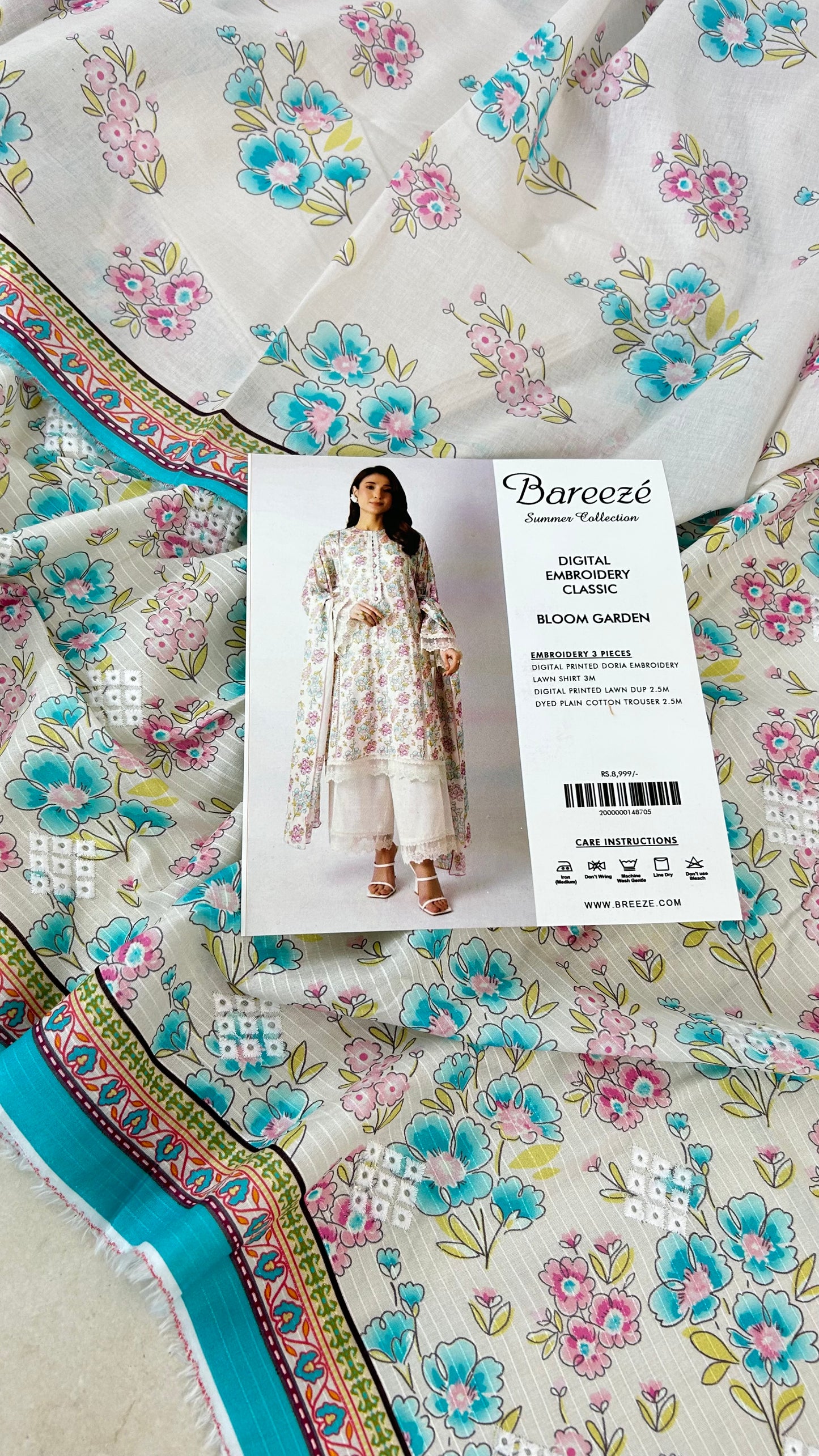 BAREEZE EMB LAWN 3 PC