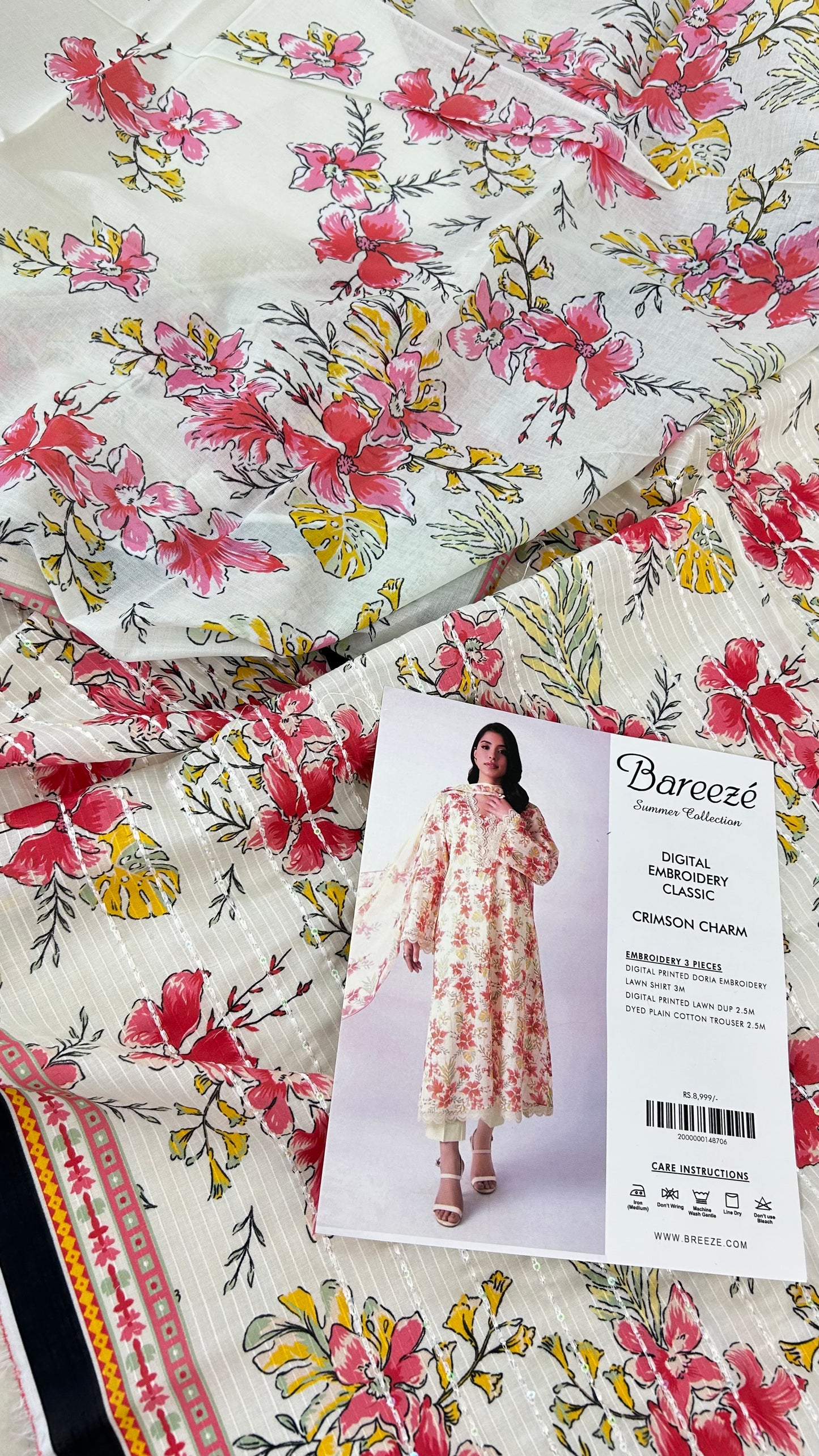 BAREEZE EMB LAWN 3 PC