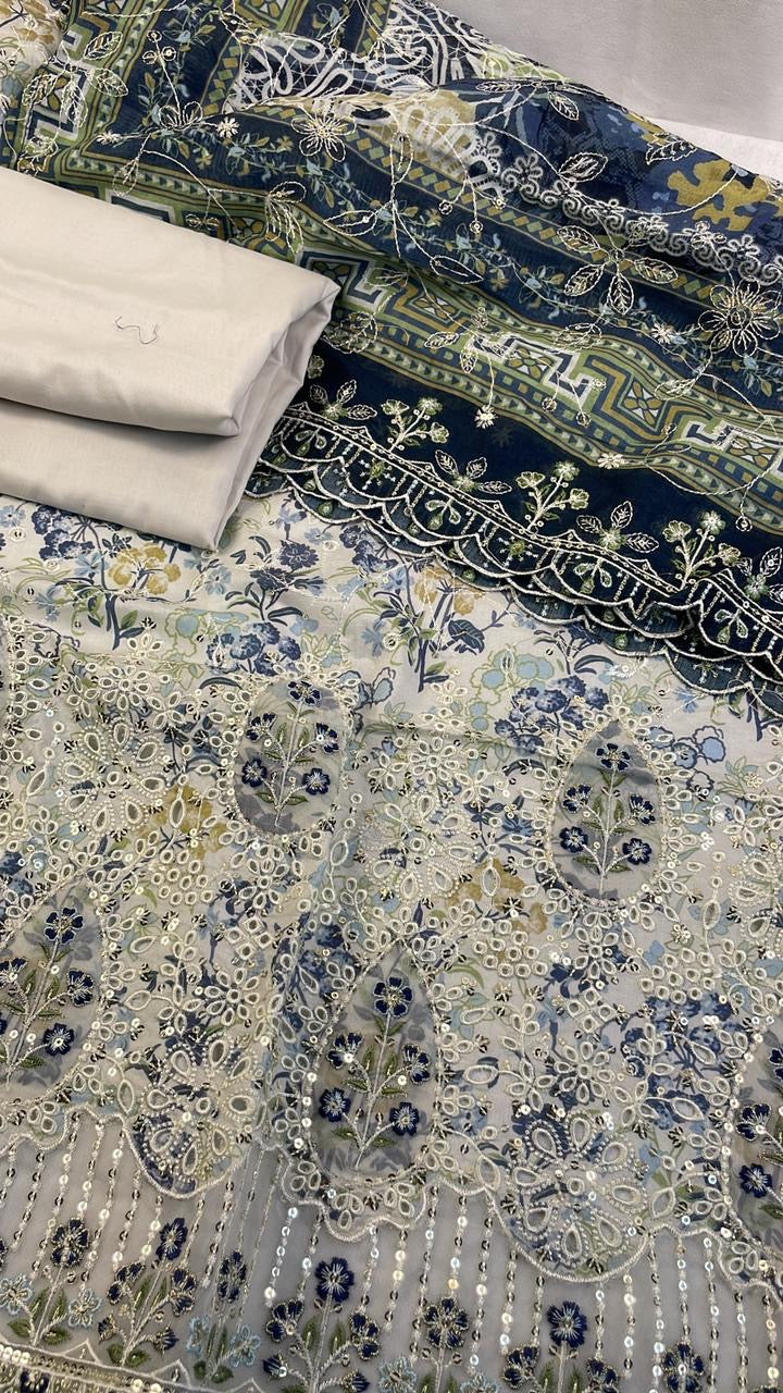 LAWN CHICKANKARI 3 PC
