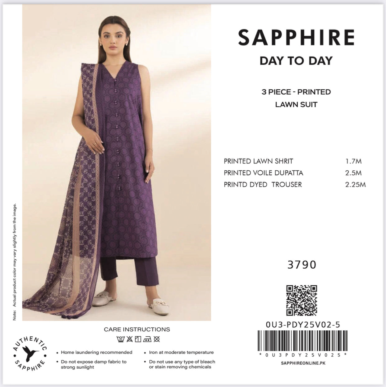 SAPPHIRE LAWN 3PC