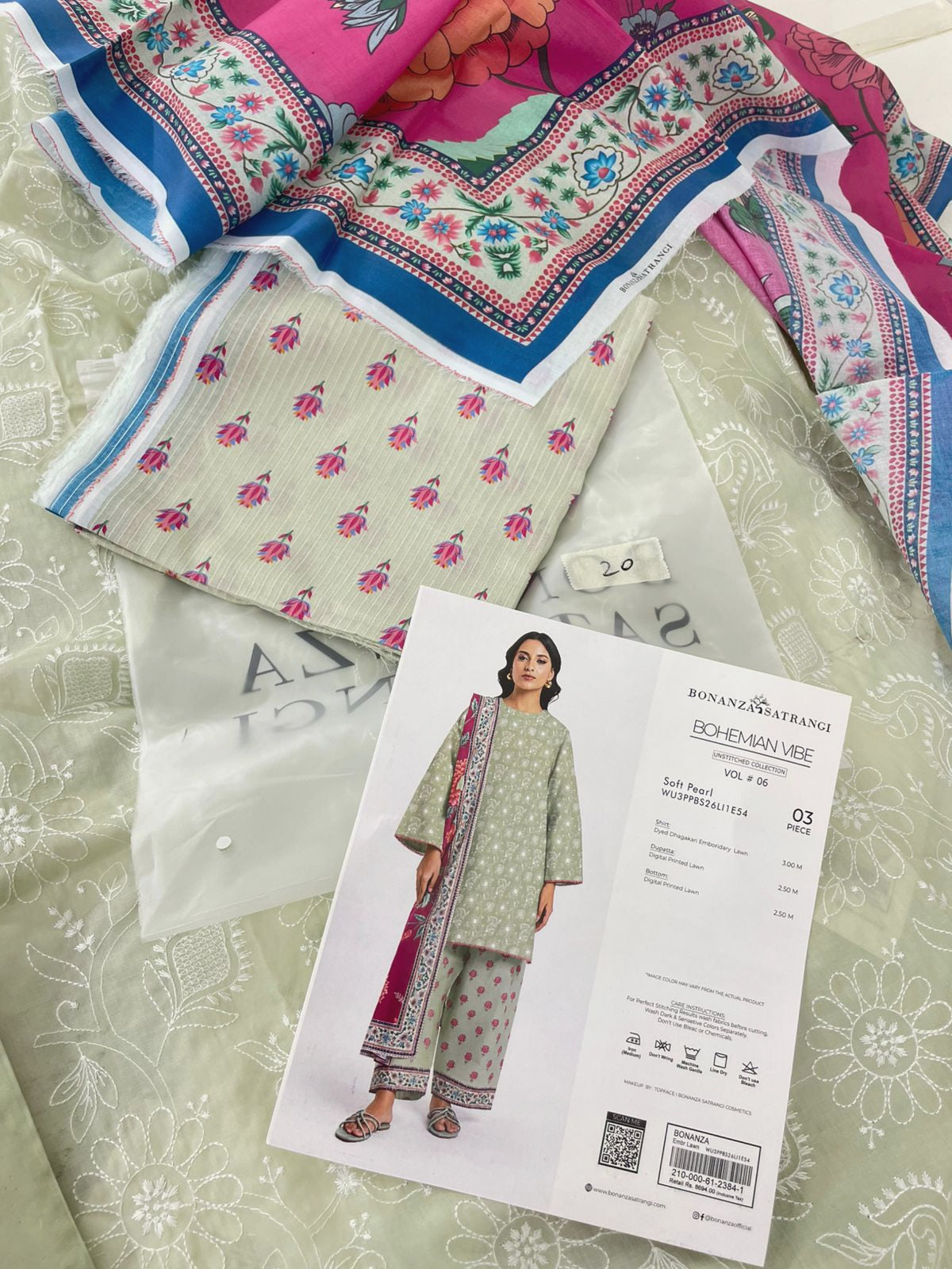 BONANZA LAWN CHICKANKARI 3 PC