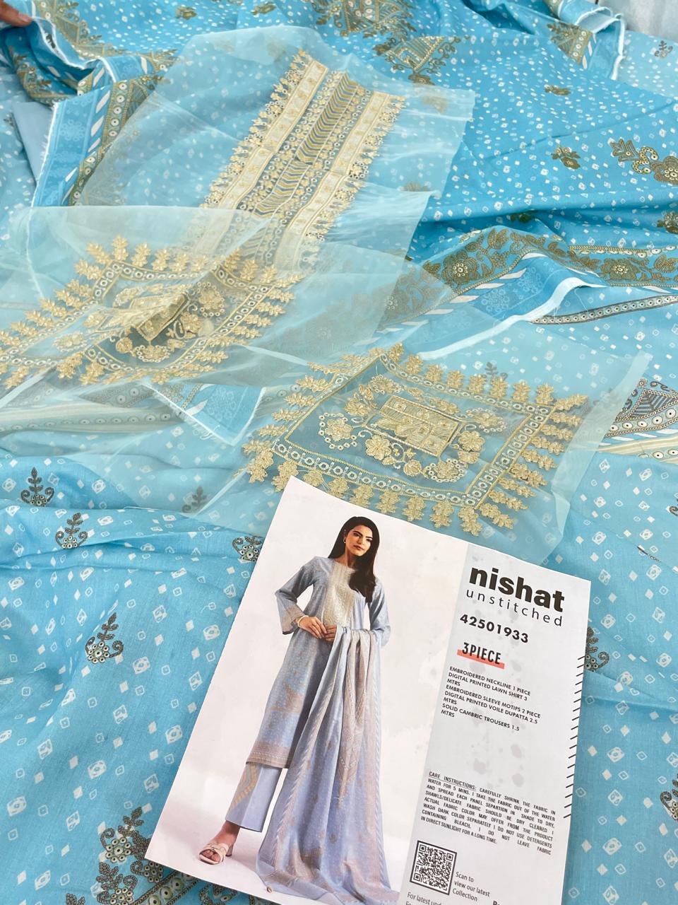 NISHAT LAWN EMB 3 PC