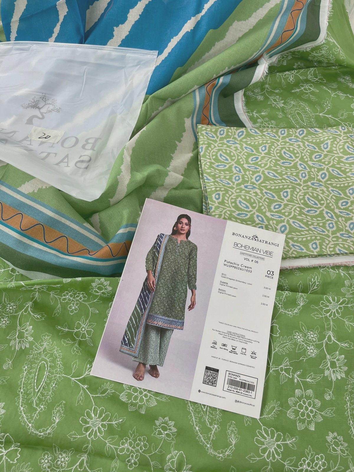 BONANZA LAWN CHICKANKARI 3 PC