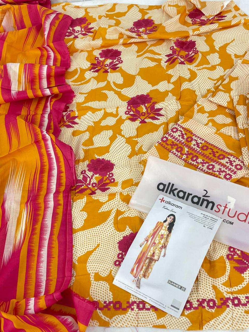 GRAND-ALKARAM EMBROIDERY LAWN 3 PC