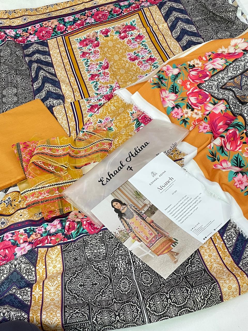 GRAND-AFSANAY LAWN 3 PC WITH EMB PATCH