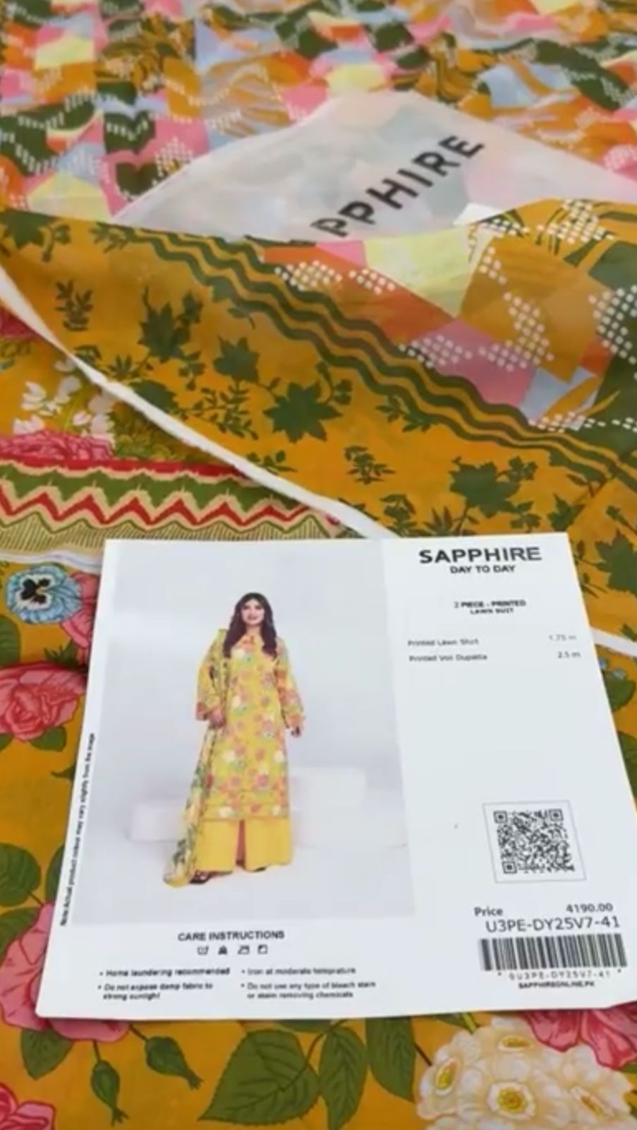 SAPPHIRE LAWN 2 PC SHIRT DUPTA