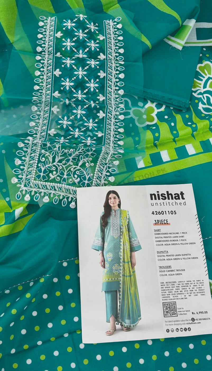 NISHAT EMB 3 PC LAWN