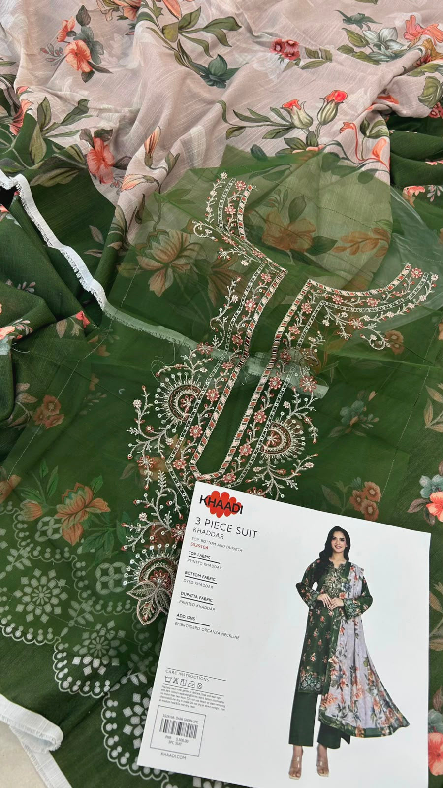 KHAADI EMBROIDERED KHADDAR 3 PC