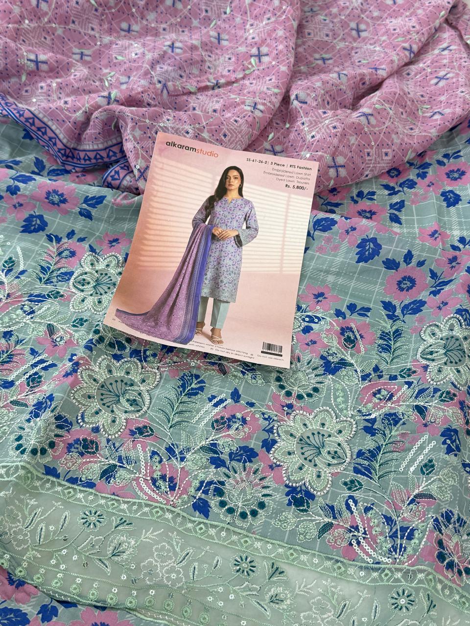 ALKARAM LUXURY LAWN EMB 3 PC