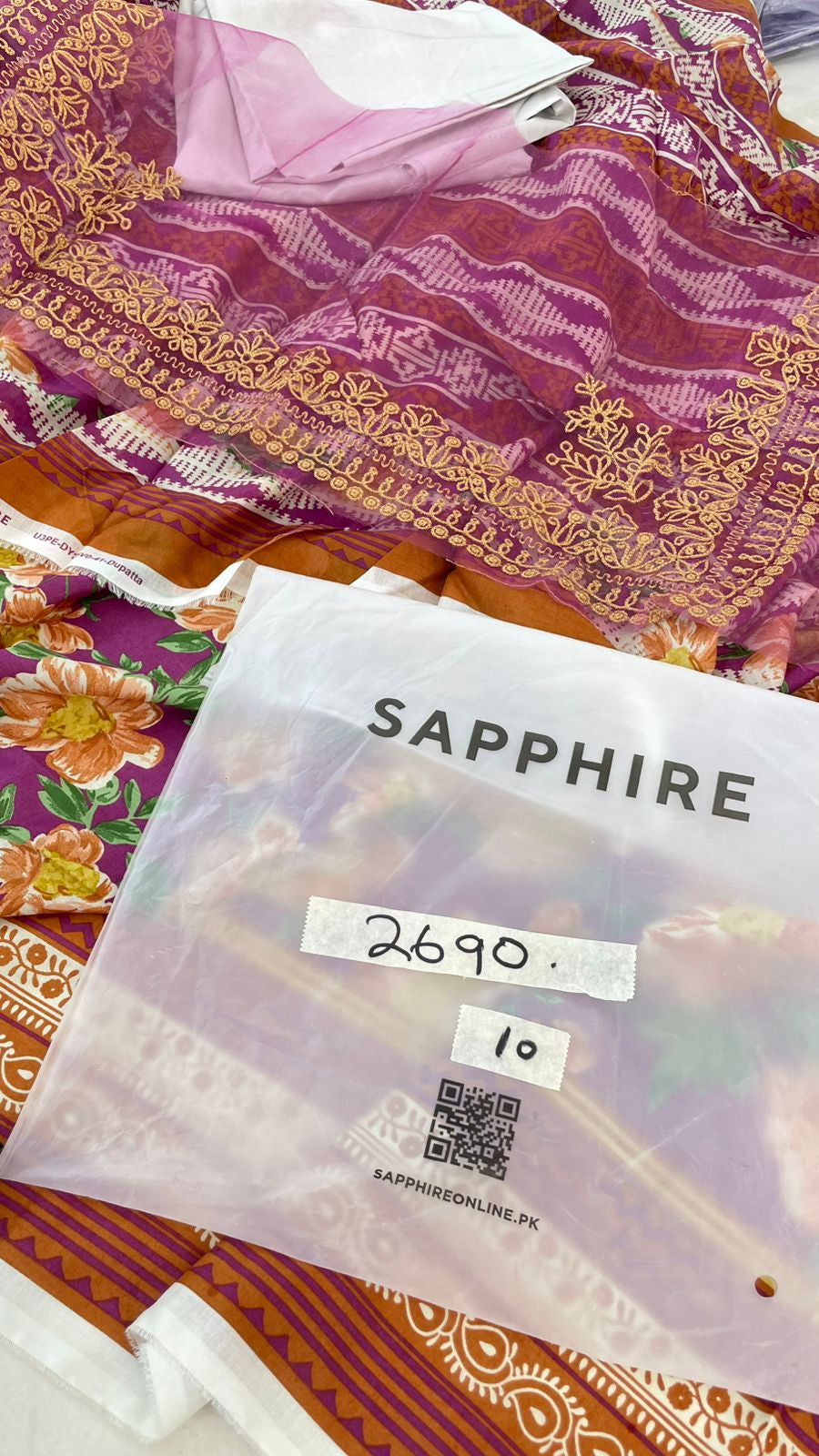SAPPHIRE EMB 3 PC LAWN