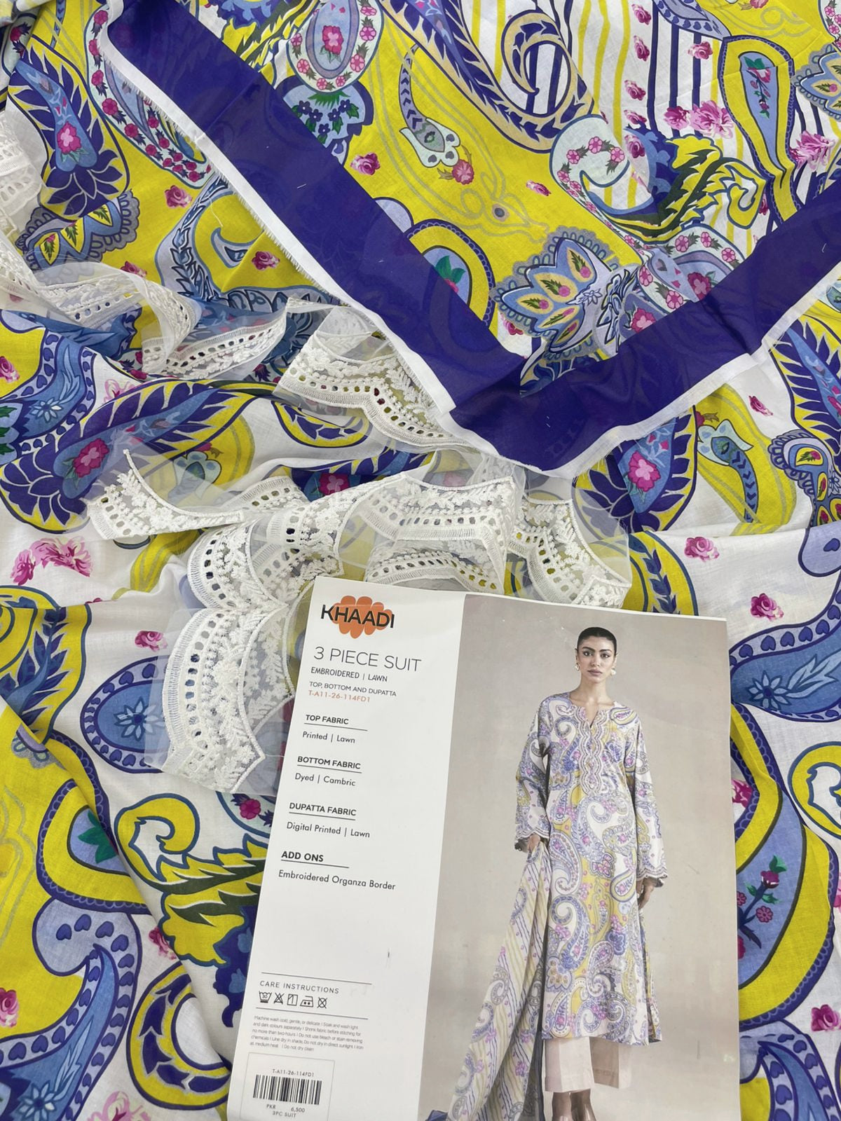 KHAADI EMB LAWN 3 PC