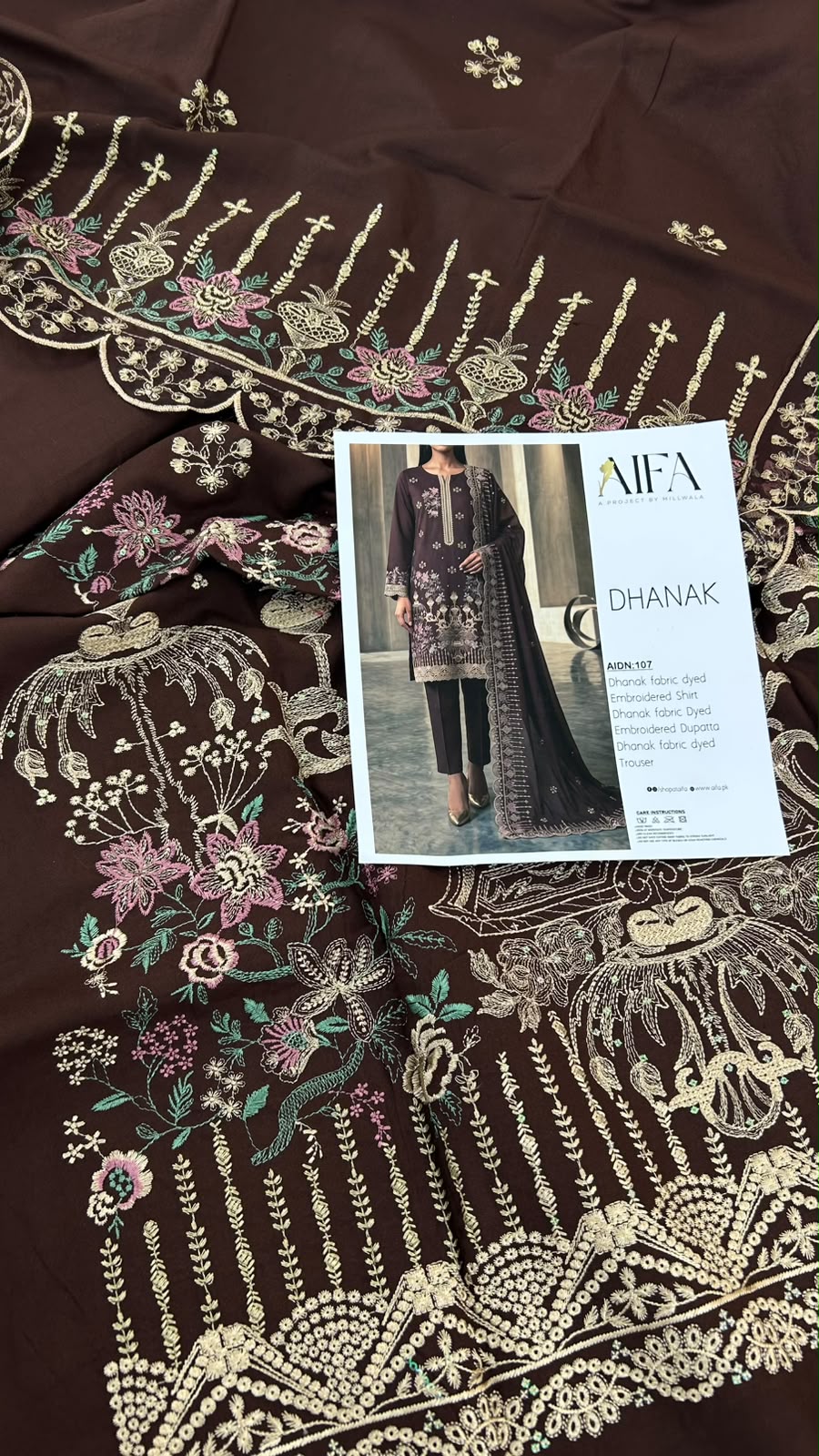 LUXURY DHANAK EMB 3 PC WITH SHAWL EMB