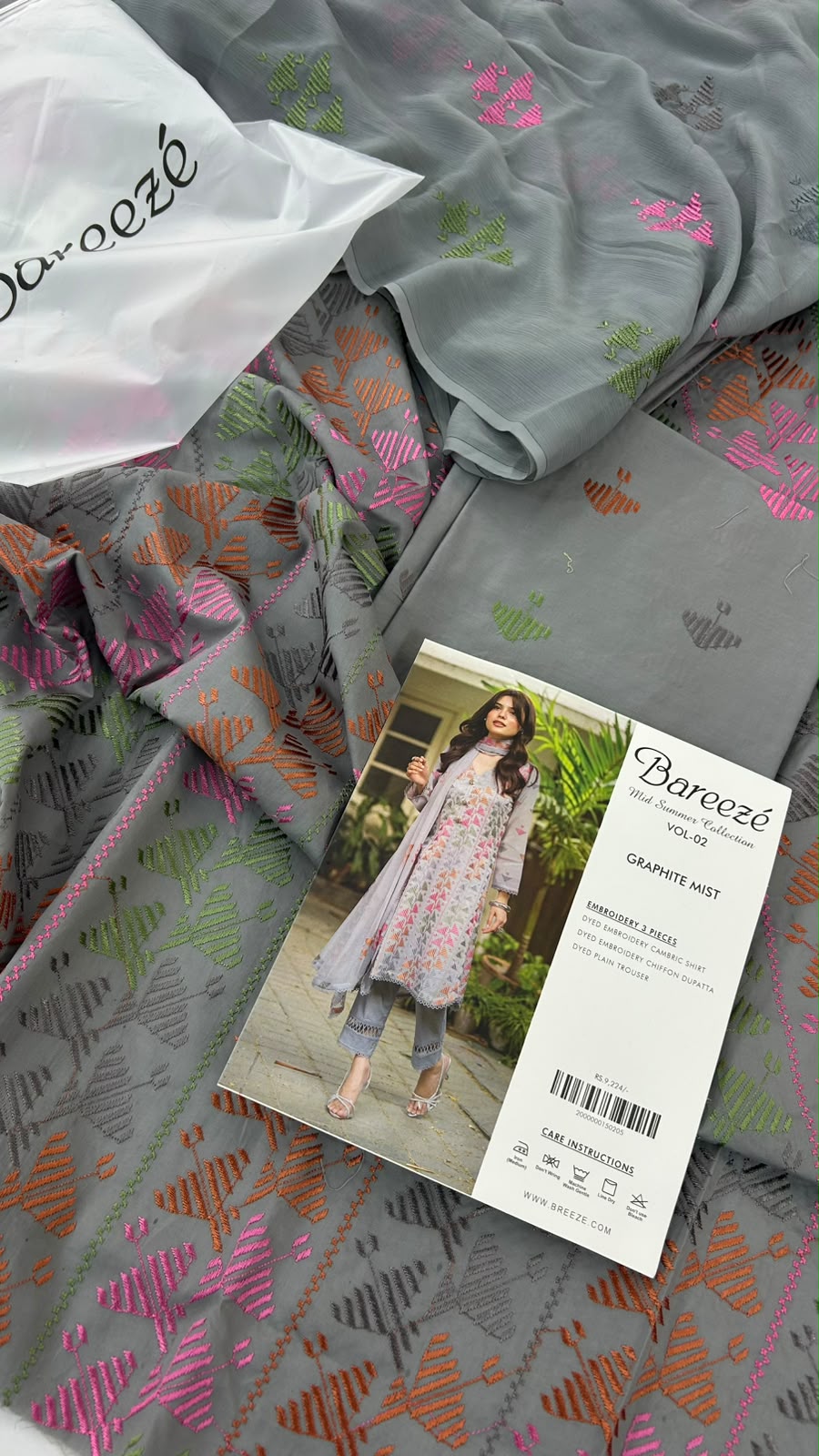 BAREEZE EMB LAWN 3 PC
