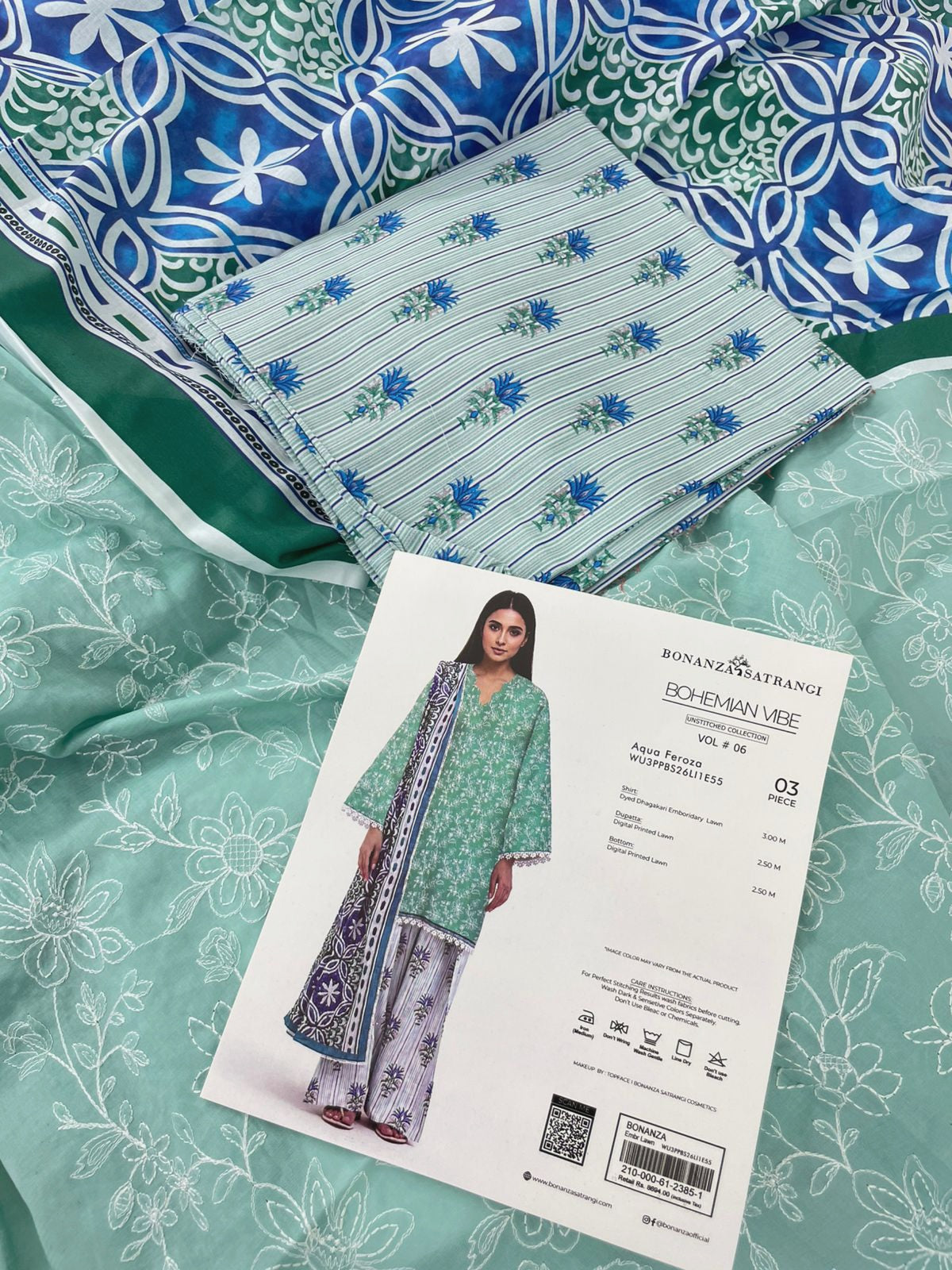 BONANZA LAWN CHICKANKARI 3 PC