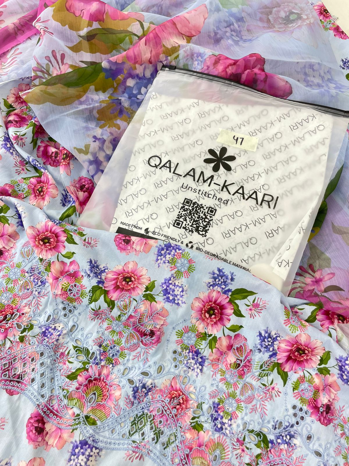 QALAMKAARI EMB 2 PC SHIRT DUPATTA
