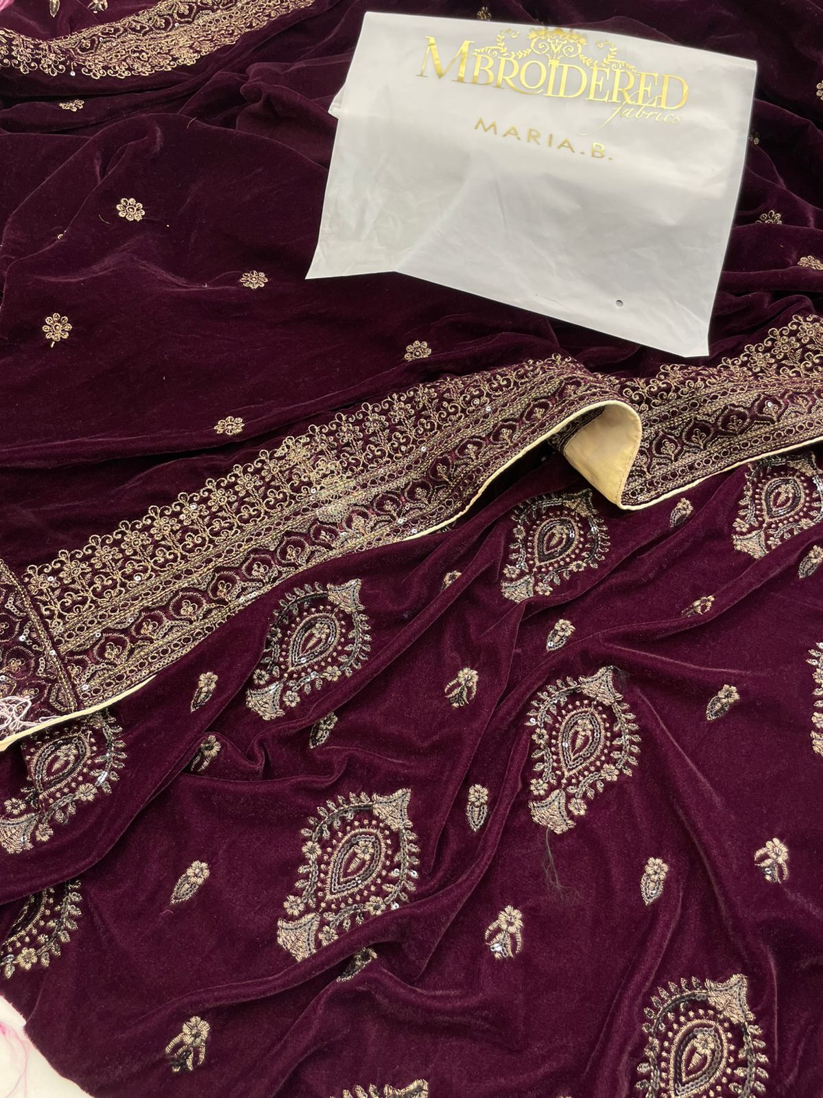 MARIA B VELVET EMB SHIRT DUPTA 2 PC