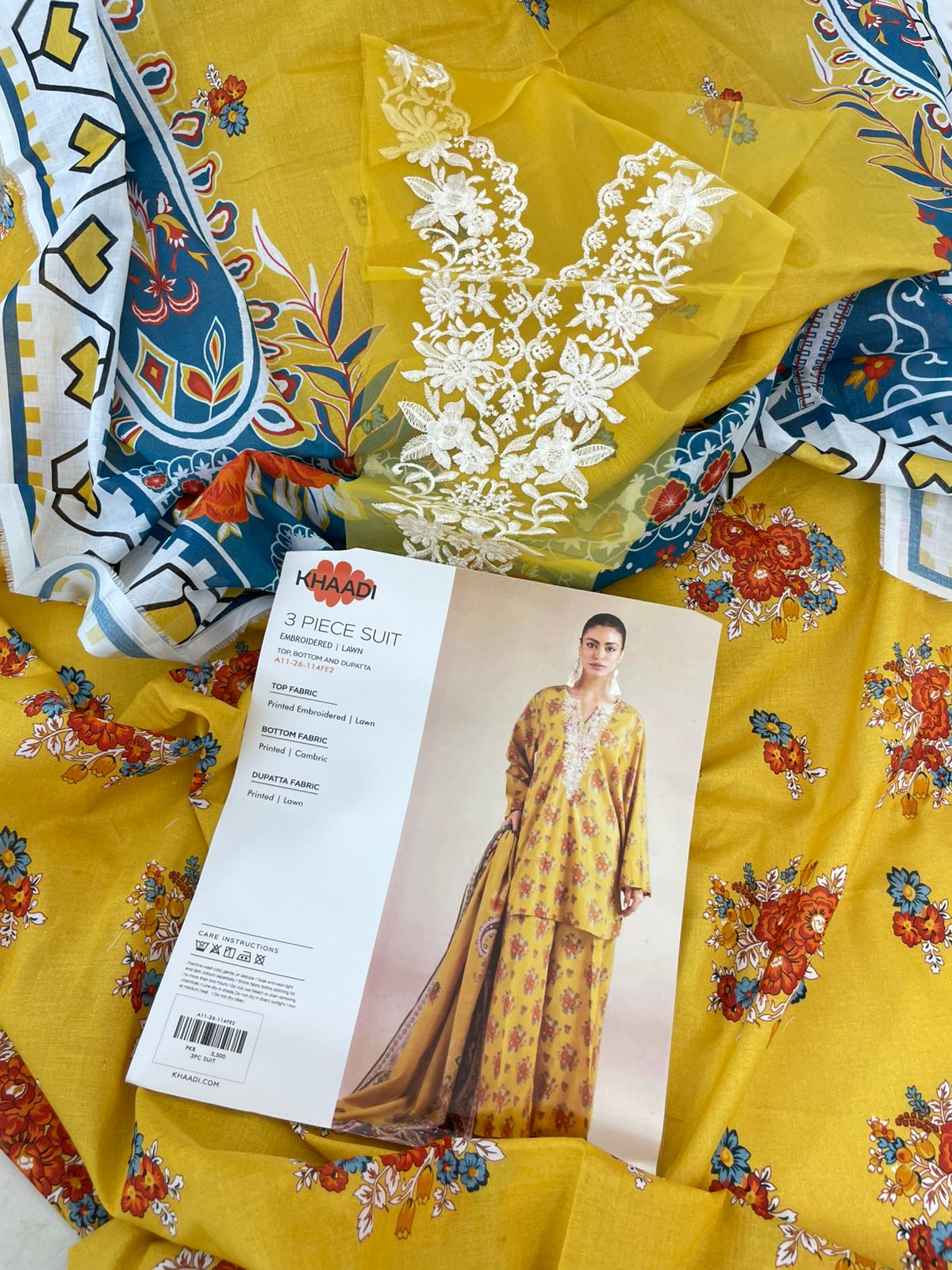 KHAADI EMB LAWN 3 PC