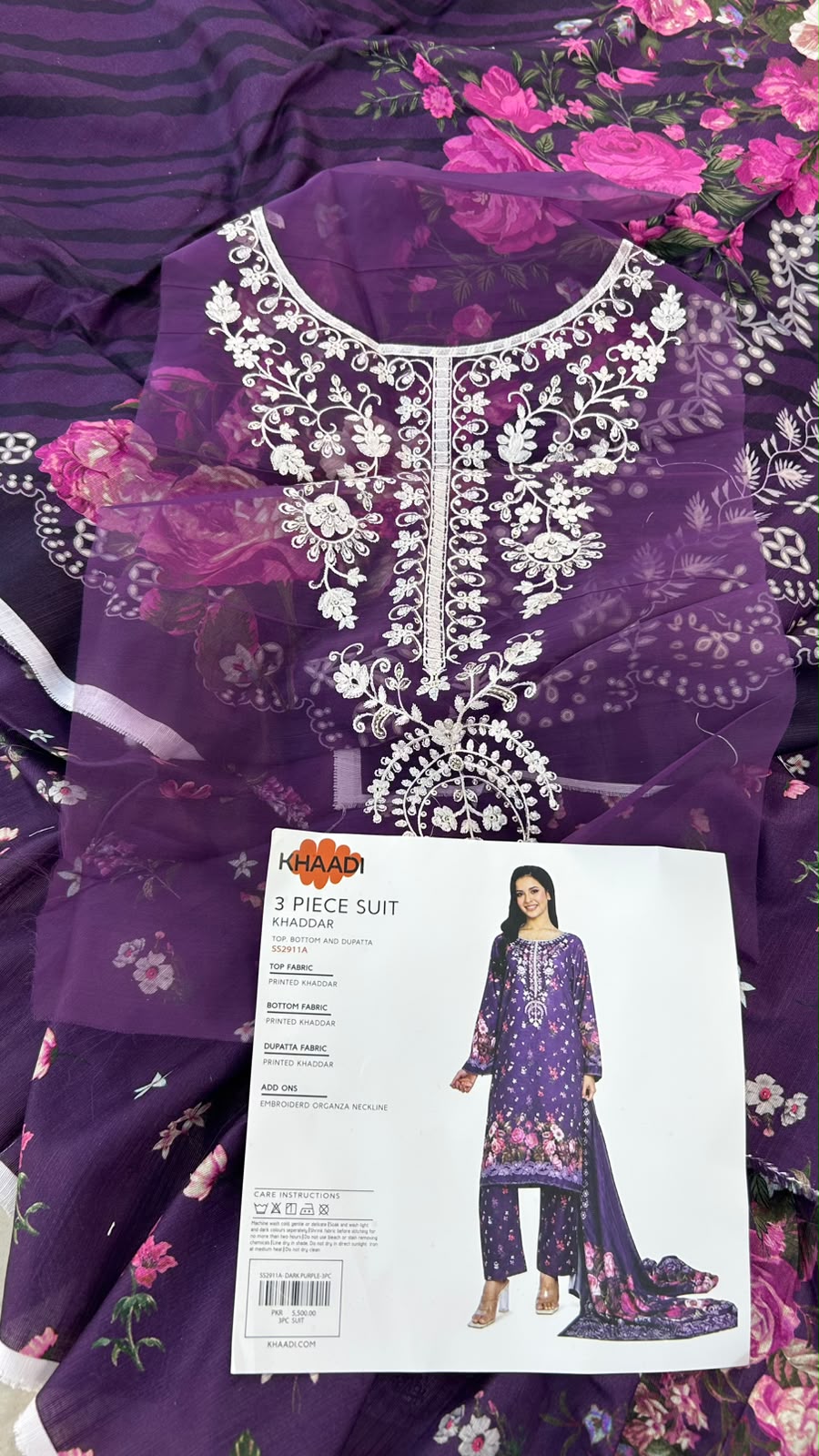 KHAADI EMBROIDERED KHADDAR 3 PC