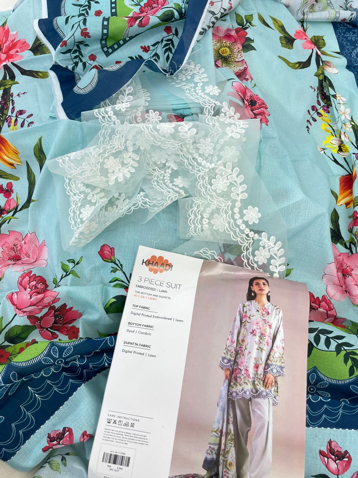 KHAADI EMB LAWN 3 PC