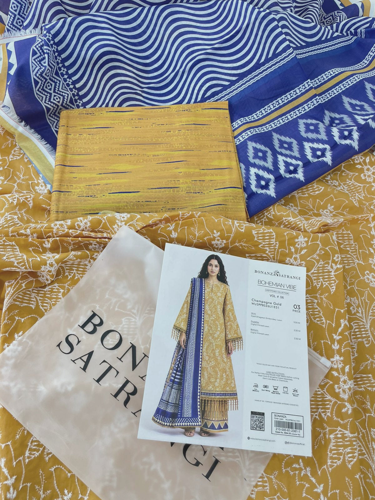 BONANZA LAWN CHICKANKARI 3 PC