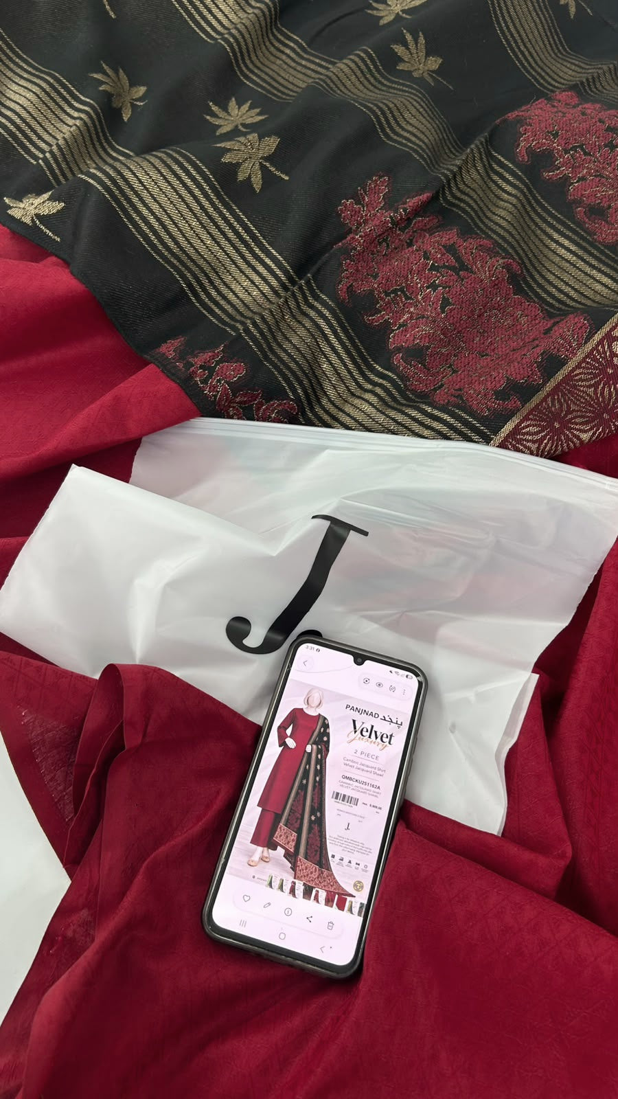 J. JACQUARD WITH PASHMINA JACQUARD VELVET SHAWL 2 PC