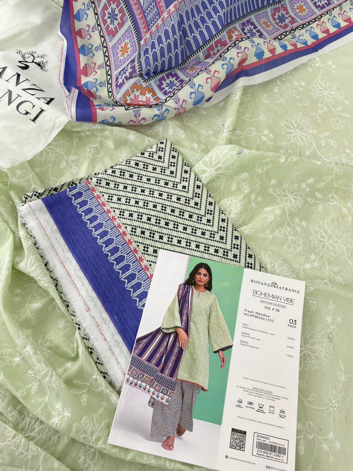 BONANZA LAWN CHICKANKARI 3 PC