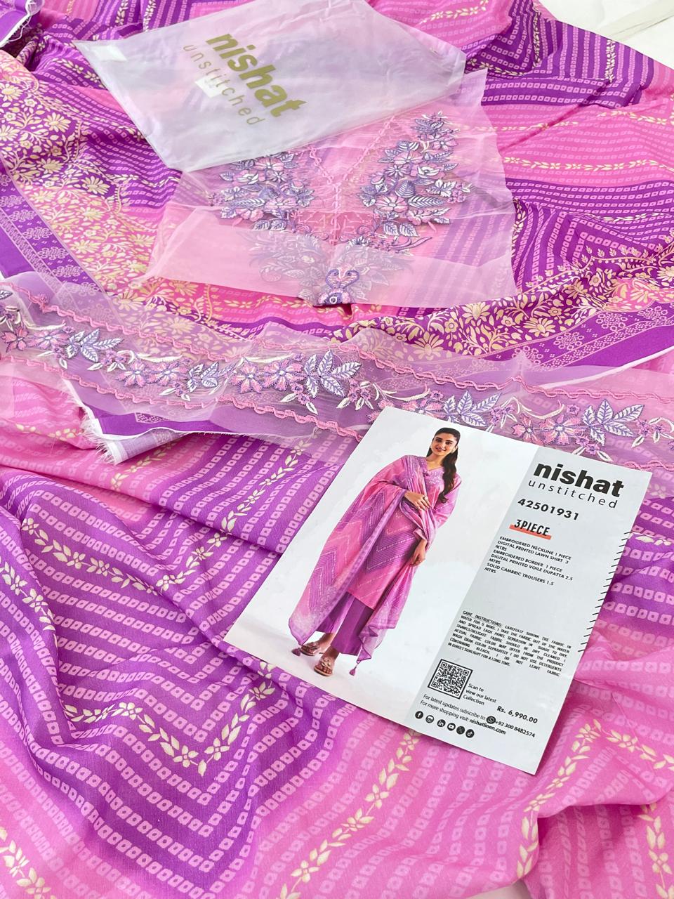 NISHAT LAWN EMB 3 PC