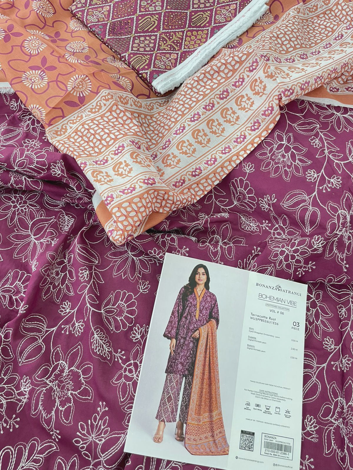 BONANZA LAWN CHICKANKARI 3 PC