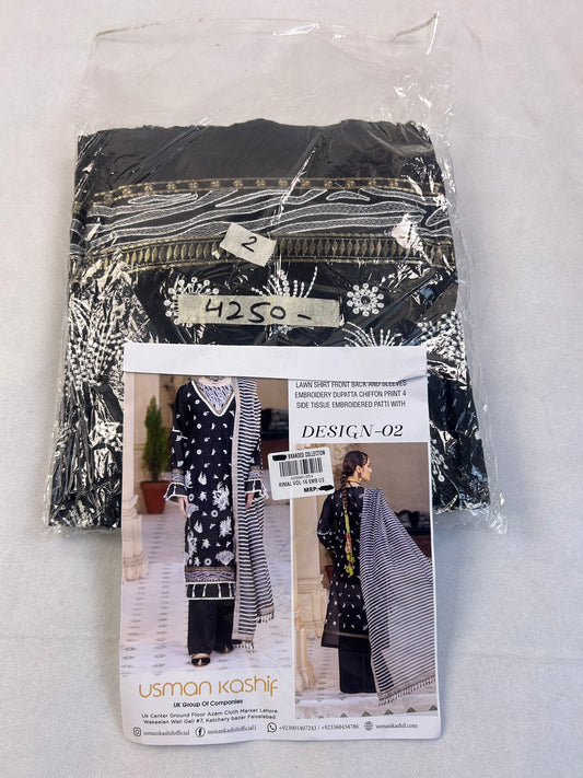 LAWN 3 PC EM B WITH SILK DUPATTA