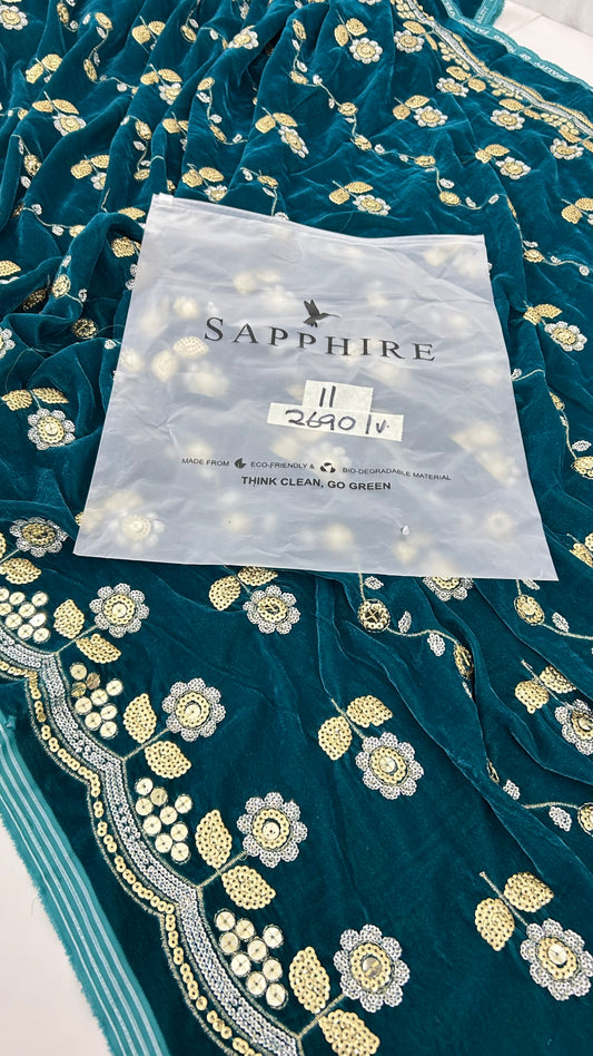 SAPPHIRE VELVET EMB SHAWL ONLY