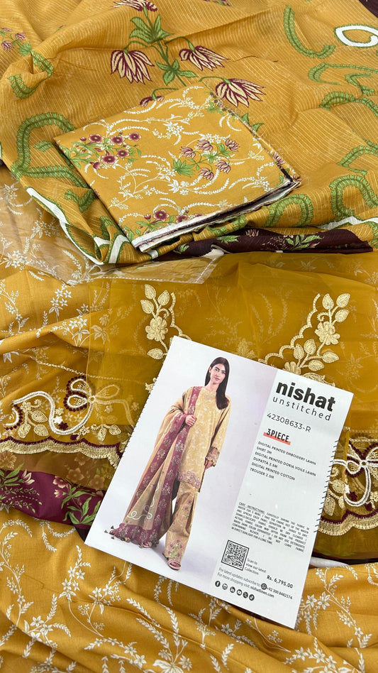 NISHAT EMB LAWN 3 PC