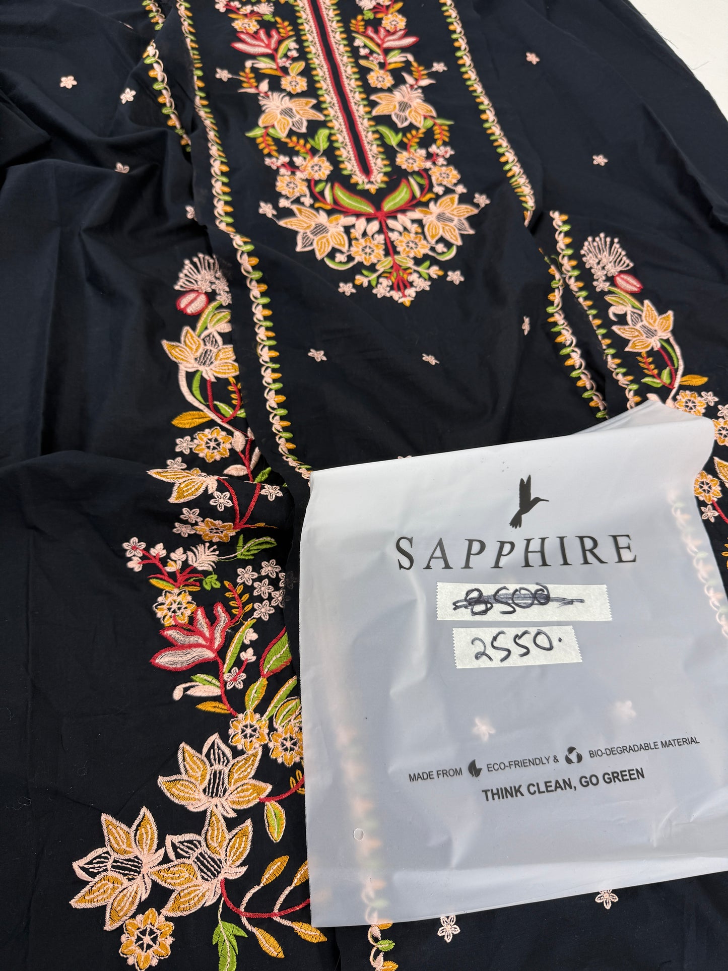 EMBROIDERED SAPPHIRE LAWN SHIRT TROUSER 2 PC