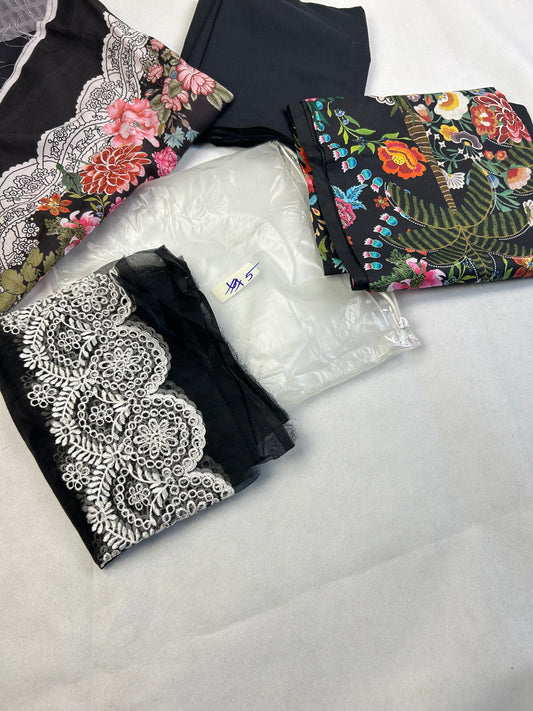 LAWN SELF KHAADI 3 PC WITH COTTON NET DUPATTA