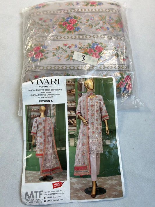 Lawn chickankaari 3 pc