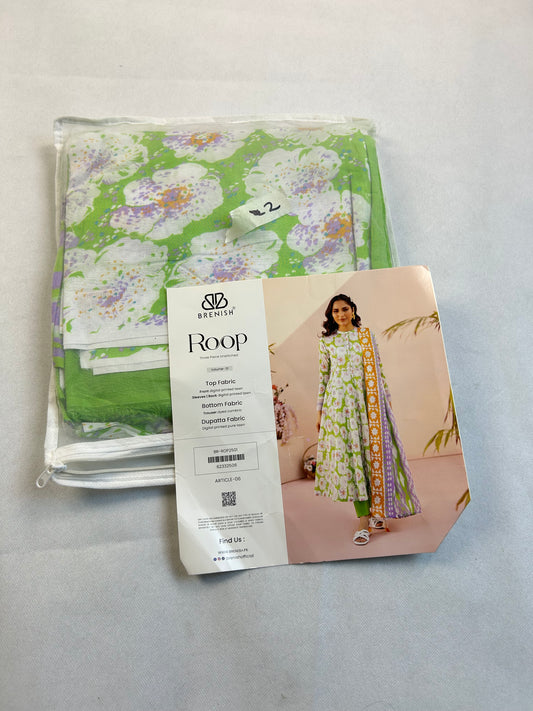 Lawn 3 pc with emb sleeves