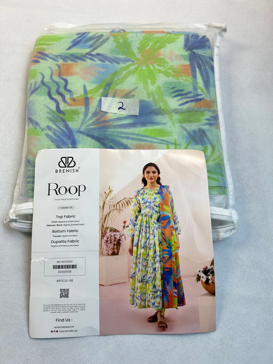 Lawn 3 pc with emb sleeve lace
