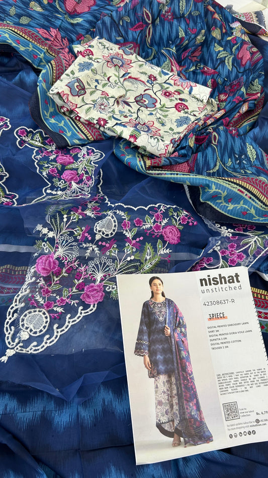 NISHAT EMB LAWN 3 PC