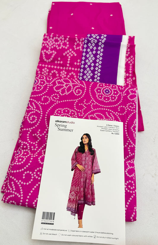 ALKARAM LAWN CAMBRIC 3 PC