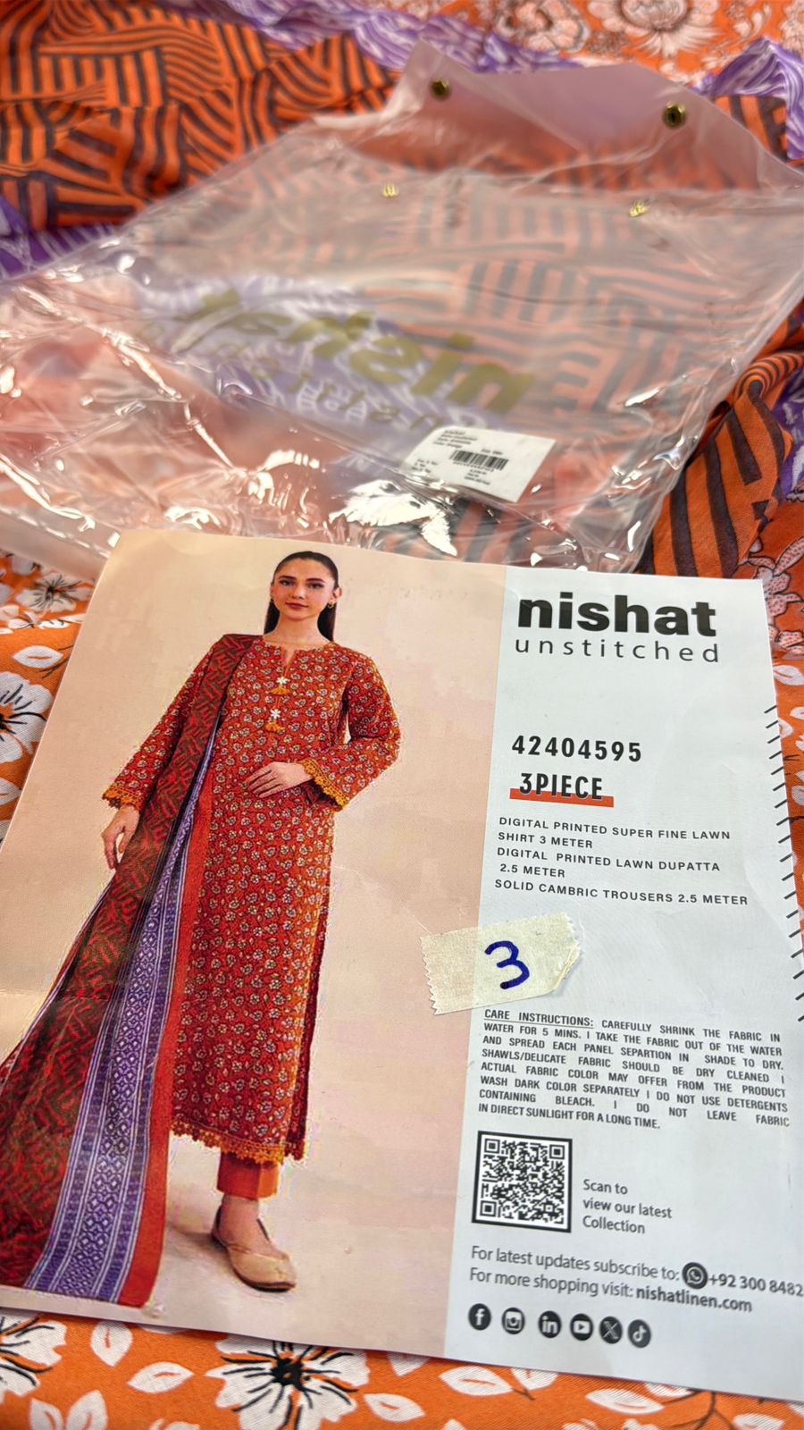 NISHAT LAWN 3 PC