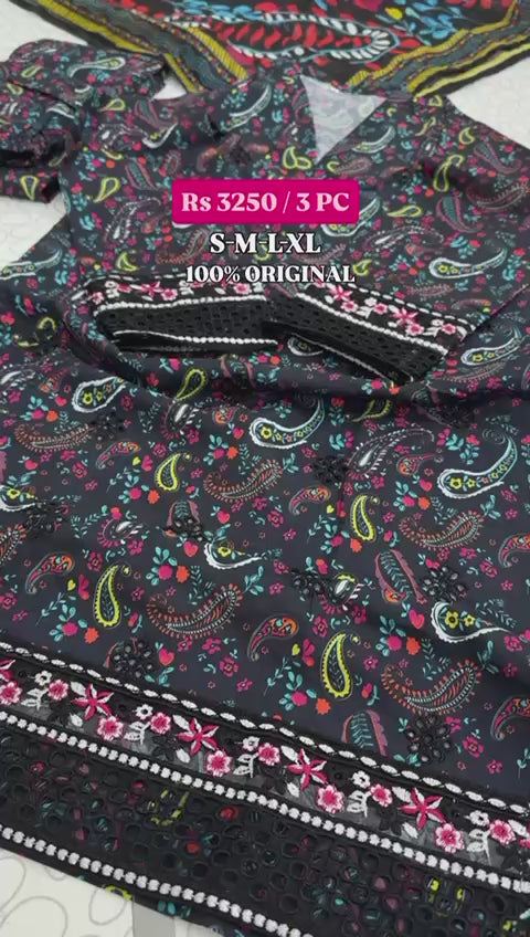 CHICKANKARI STITCH LAWN 3 PC