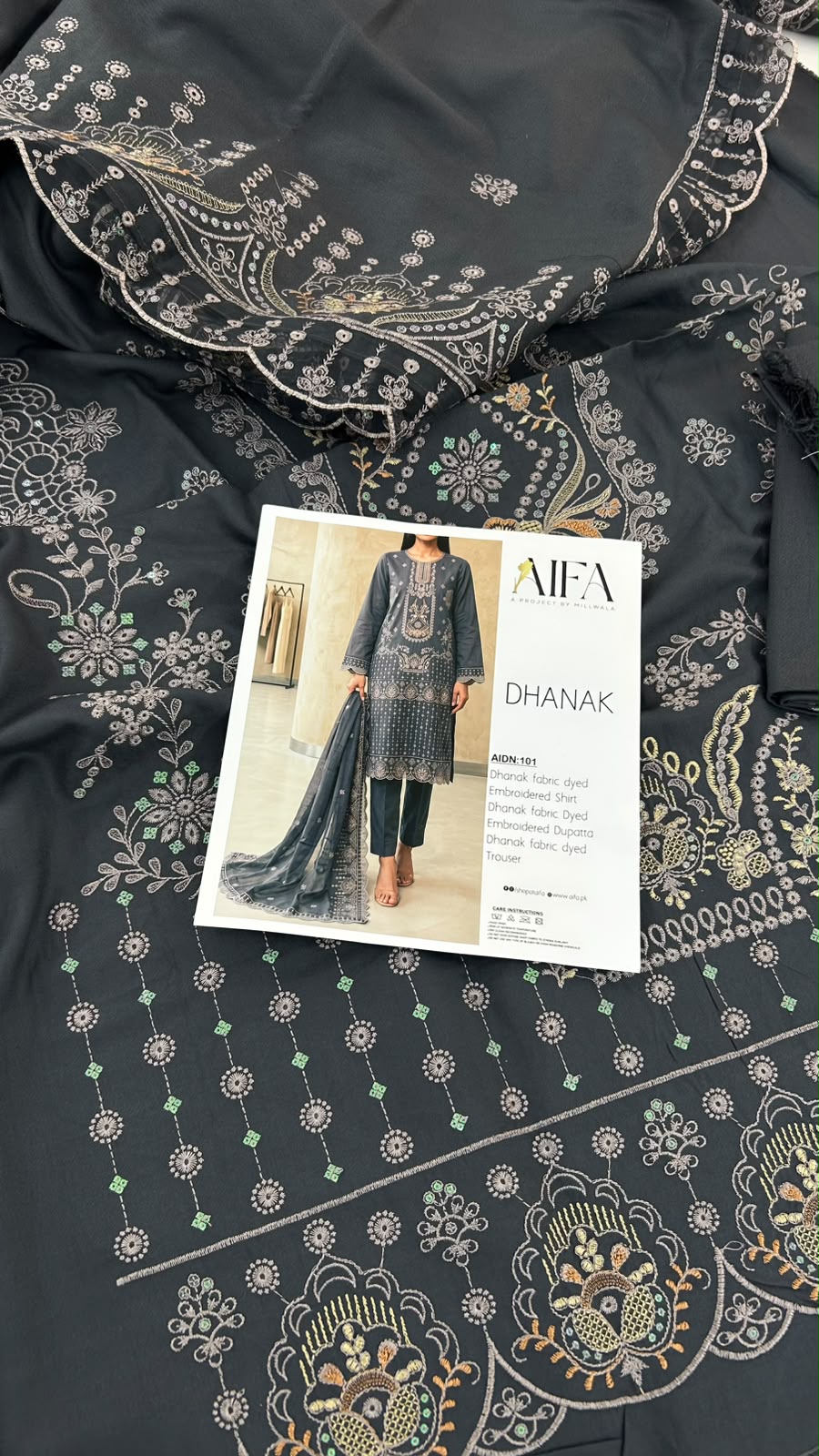 LUXURY DHANAK EMB 3 PC WITH SHAWL EMB
