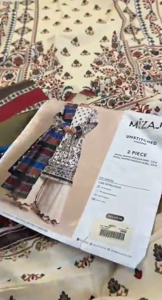 MIZAJ KHADDAR 2 PC SHIRT DUPATTA