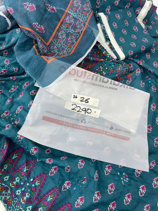 ALKARAM EMBROIDERED 2 PC SHIRT DUPATTA