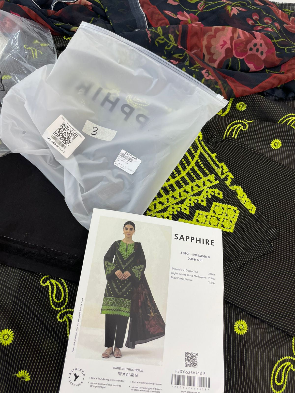 SAPPHIRE EMB 3 PC LUXURY
