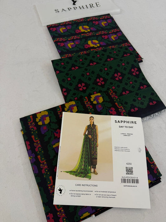 SAPPHIRE LAWN CAMBRIC 3 PC