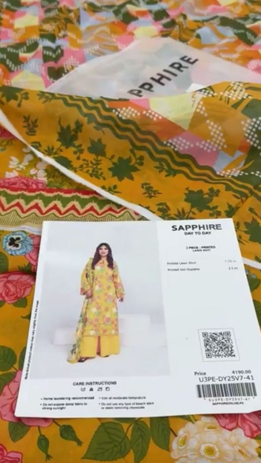 SAPPHIRE LAWN 2 PC SHIRT DUPTA