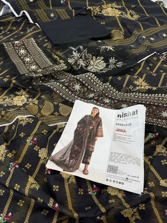 NISHAT LAWN  EMB 3 PC