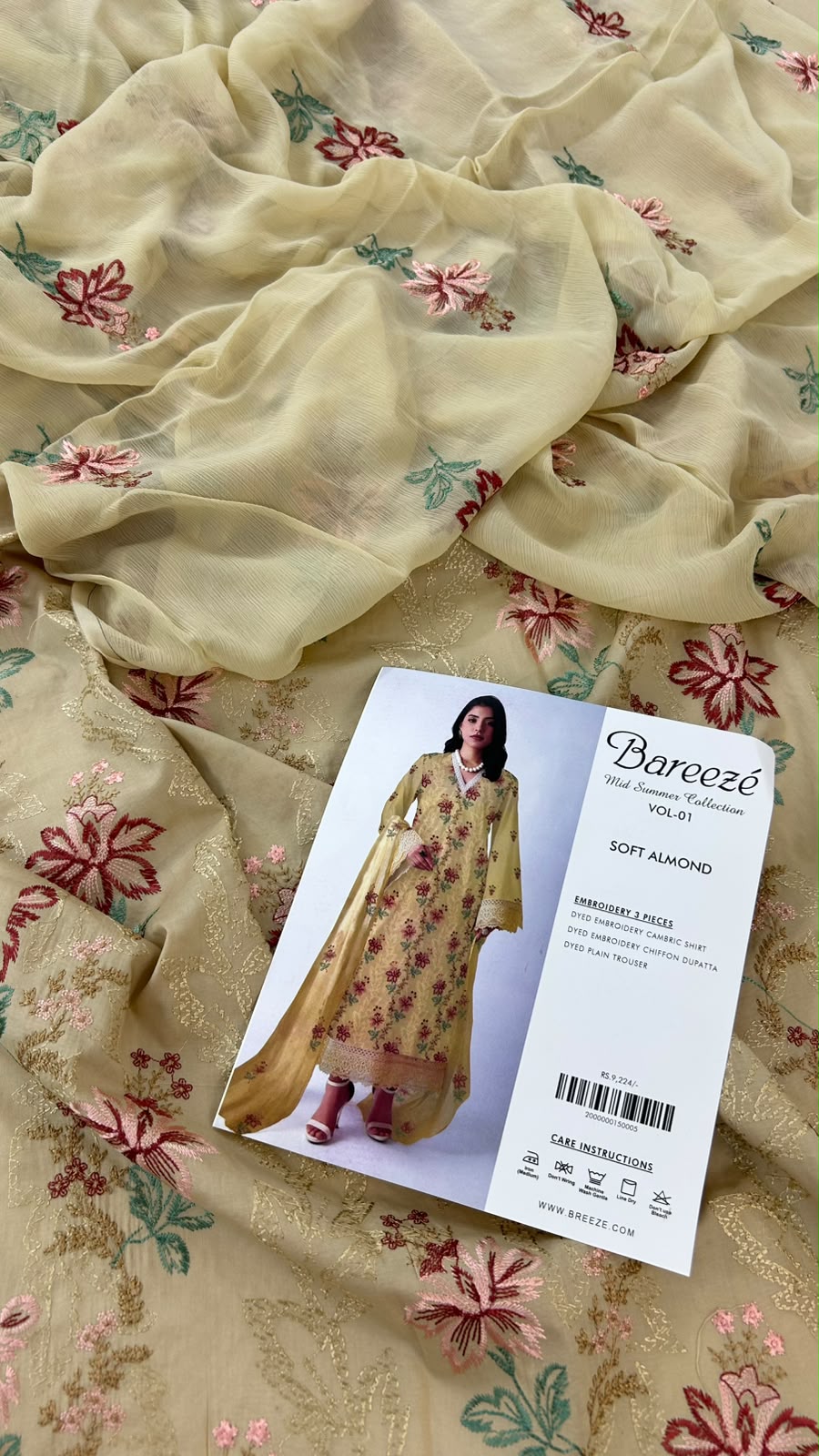 BAREEZE EMB LAWN 3 PC